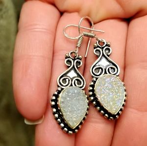 New Sugar Druzy Silver Dangle Earrings.